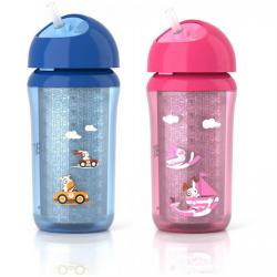 Avent Hrneček s brčkem 260ml od 12 měsíců, růžová