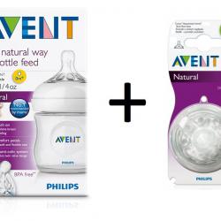 Avent Láhev Natural 125 ml (PP) + dudlík 2 otvory, 1ks