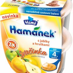 Hamánek ovocný příkrm Svačinka s jablky a hruškami 2x130g (4m)