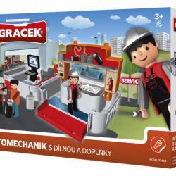 Igráček Automechanik s dílnou a doplňky