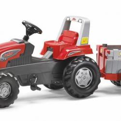 Rolly Toys Šlapací traktor Rolly Junior RT s vlečkou červeno-šedý