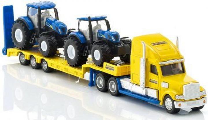 SIKU Tahač s vlekem a 2 traktory New Holland, 1:87