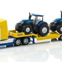 SIKU Tahač s vlekem a 2 traktory New Holland, 1:87